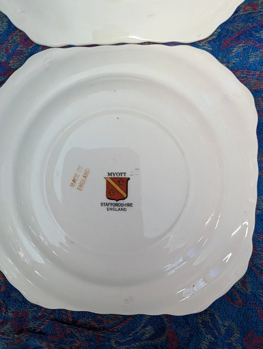 Vintage  Plates Square Saucer (2) Yellow & Orange  Art Deco 1920 Flower Pattern